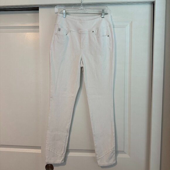 Belle by Kim Gravel Flexibelle White Jegging with Diagonal Hem Size 6 - Picture 3 of 11
